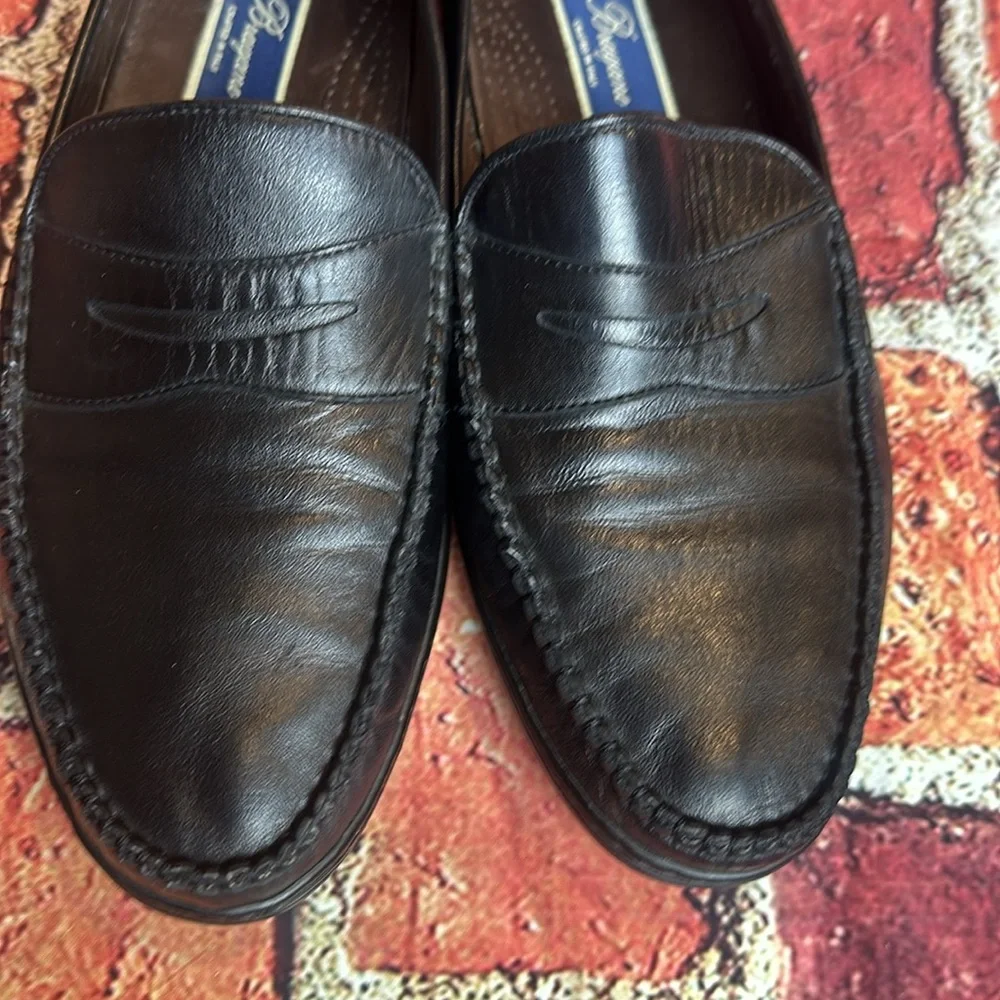 Vintage BRAGANO- BLACK Soft LEATHER Loafer made in ITALY Men's 10 M